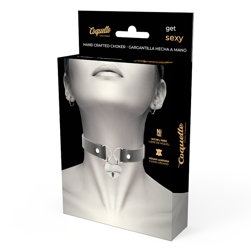 COQUETTE CHIC DESIRE - COLLIER EN CUIR VEGAN AVEC ACCESSOIRE COEUR AVEC CL? - Sensualia