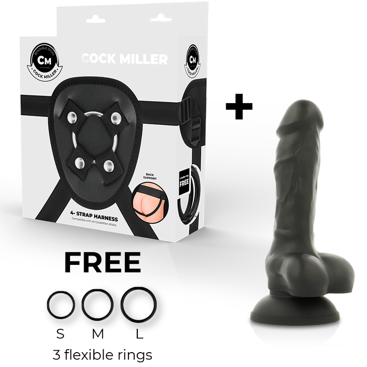 COCK MILLER - HARNAIS + SILICONE DENSITÉ COCKSIL ARTICULABLE NOIR 13 CM COCK MILLER