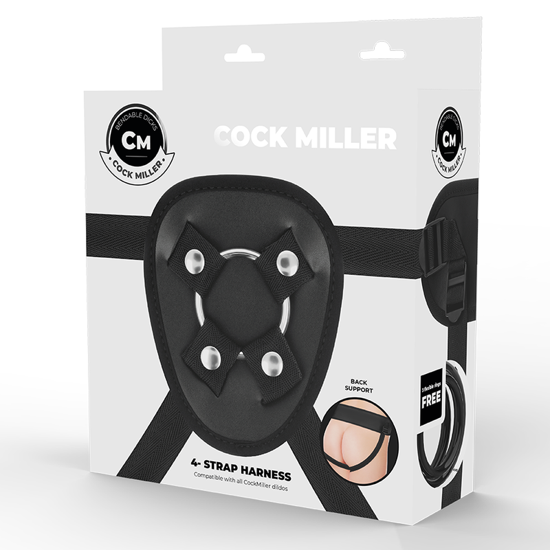COCK MILLER - HARNAIS + SILICONE DENSITÉ ARTICULABLE COCKSIL NOIR 19,5 CM COCK MILLER