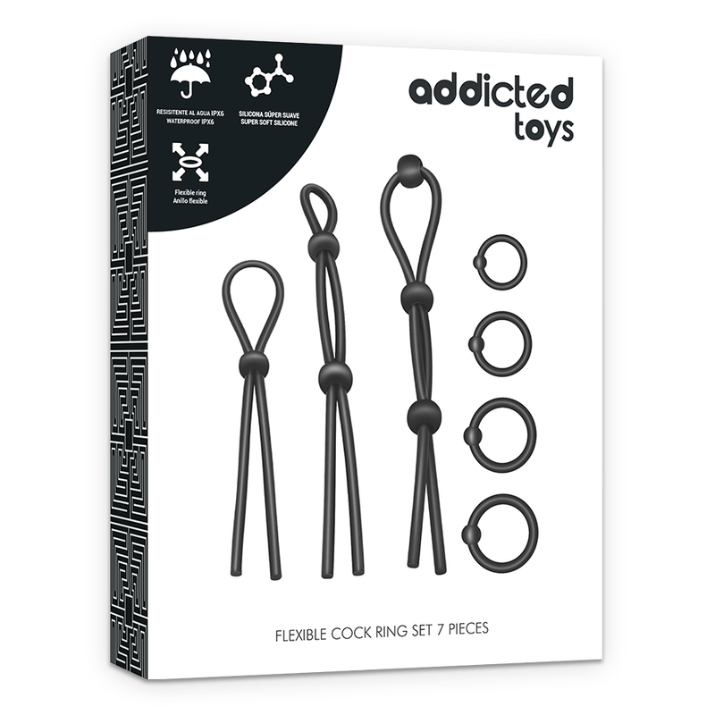 ADDICTED TOYS - ENSEMBLE DANNEAU PÉNIAL FLEXIBLE EN SILICONE 7 PIÈCES - Sensualia