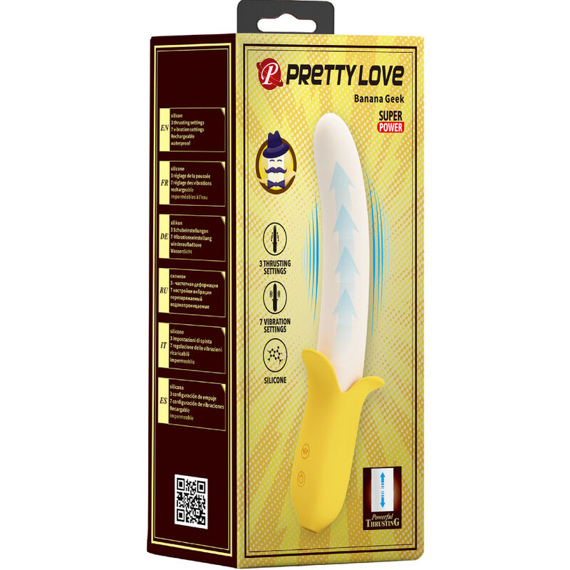 PRETTY LOVE - BANANA GEEK SUPER POWER 7 VIBRATIONS UP&DOWN SILICONE NOIR - Sensualia