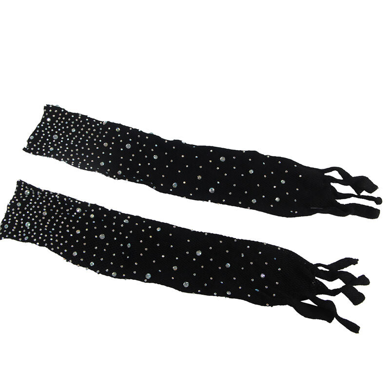 SUBBLIME - 952174 BODYSTOCKING RESILLE AVEC GANTS ET DIAMANTS NOIR TAILLE UNIQUE - Sensualia