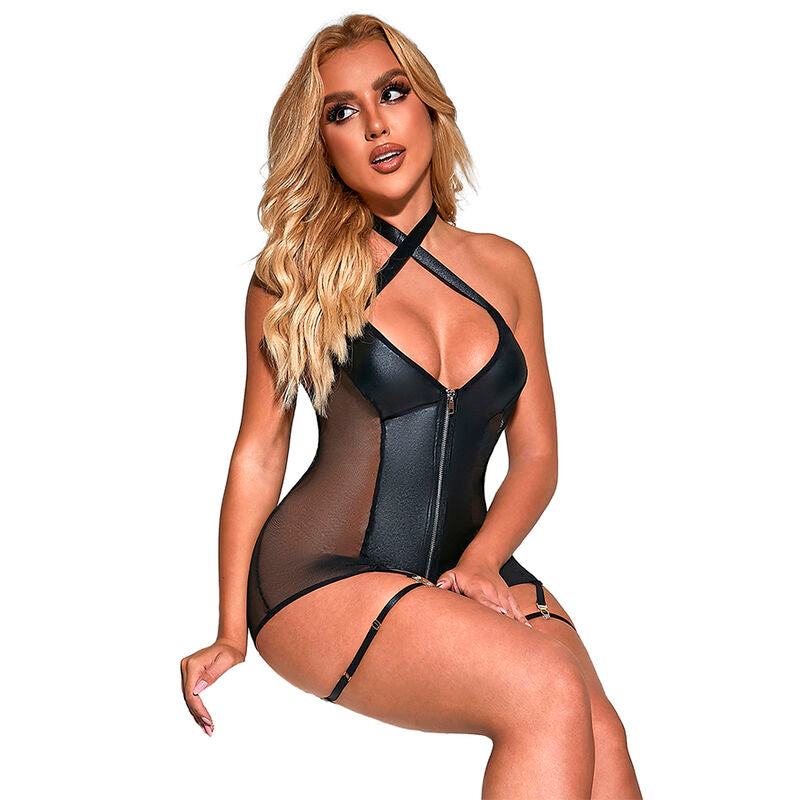 SUBBLIME - 954444 ROBE SEXY EN MAILLE CUIR NOIR S/M - Sensualia