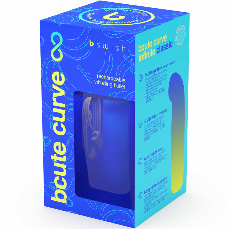 B SWISH - VIBRATEUR RECHARGEABLE EN SILICONE BLEU BCUTE CURVE INFINITE CLASSIC ÉDITION LIMITÉE - Sensualia