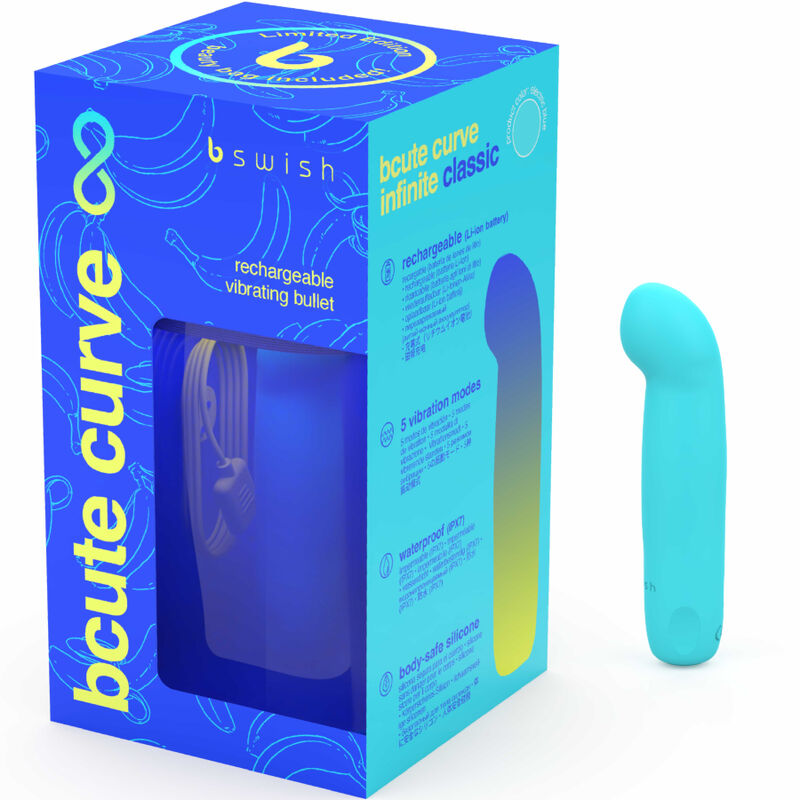 B SWISH - VIBRATEUR RECHARGEABLE EN SILICONE BLEU BCUTE CURVE INFINITE CLASSIC ÉDITION LIMITÉE - Sensualia