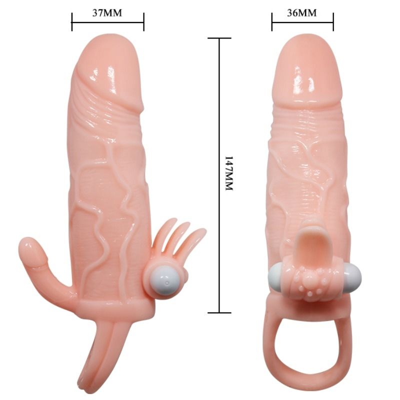 BAILE - COUVRE-PÉNIS BRAVE MAN AVEC CHAIR DE STIMULATION CLIT ET ANAL 16.5 CM - Sensualia