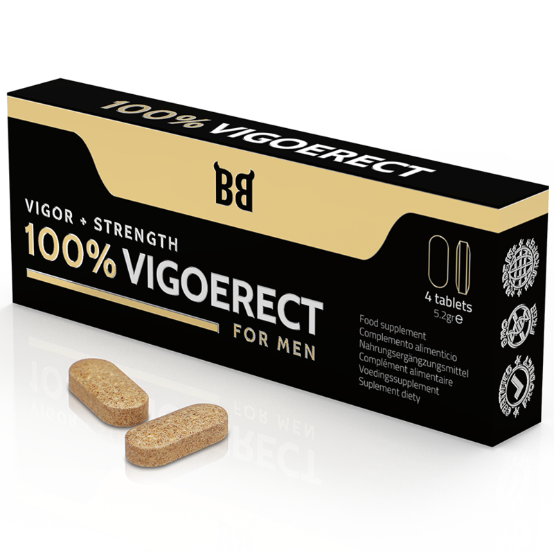 BLACK BULL - 100% VIGOERECT VIGEUR + FORCE POUR HOMME 4 COMPRIMES - Sensualia