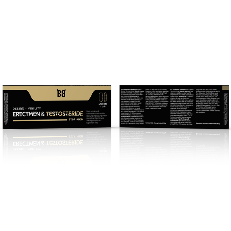 BLACK BULL - ERECTMEN & TESTOSTERIDE PUISSANCE ET TESTOSTÉRONE POUR HOMMES 4 GÉLULES - Sensualia