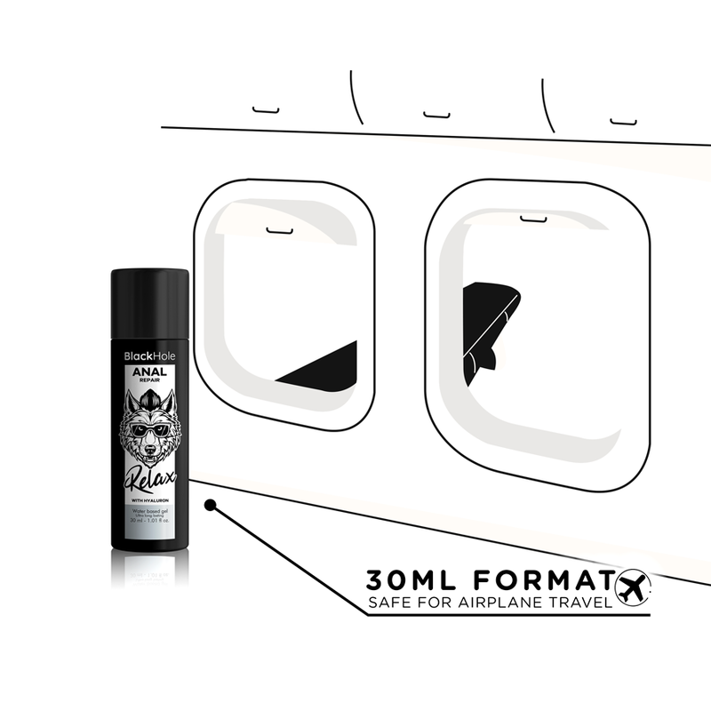 BLACK HOLE - RÉPARATION ANAL À BASE D''EAU RELAX AVEC HYALURON 30 ML - Sensualia