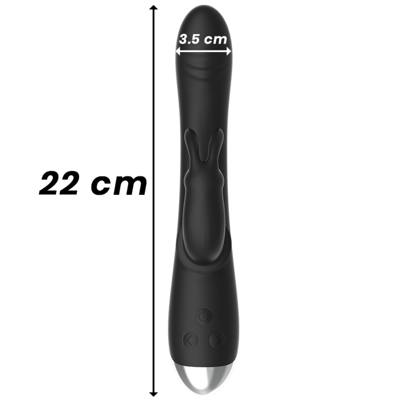 BLACK&SILVER - DJ. STIMULATEUR DE LAPIN RECHARGEABLE EN SILICONE ADAM NOIR - Sensualia