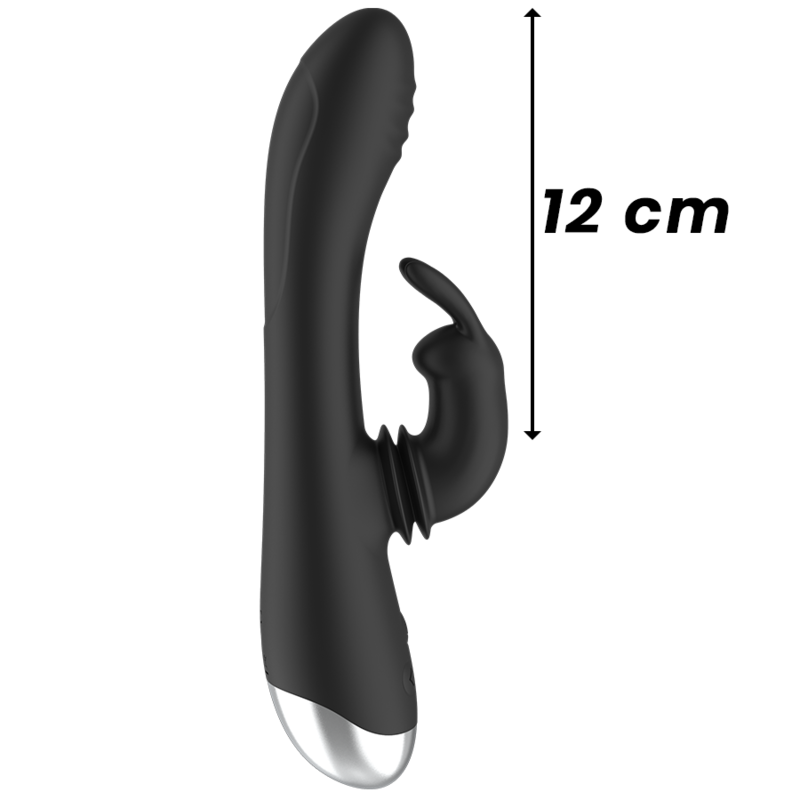 BLACK&SILVER - DJ. STIMULATEUR DE LAPIN RECHARGEABLE EN SILICONE ADAM NOIR - Sensualia
