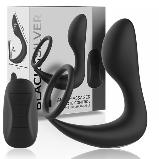BLACK&SILVER - MASSEUR ANAL TÉLÉCOMMANDE RECHARGEABLE SILICONE NOIR - Sensualia