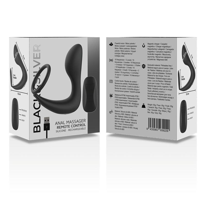 BLACK&SILVER - MASSEUR ANAL TÉLÉCOMMANDE RECHARGEABLE SILICONE NOIR - Sensualia