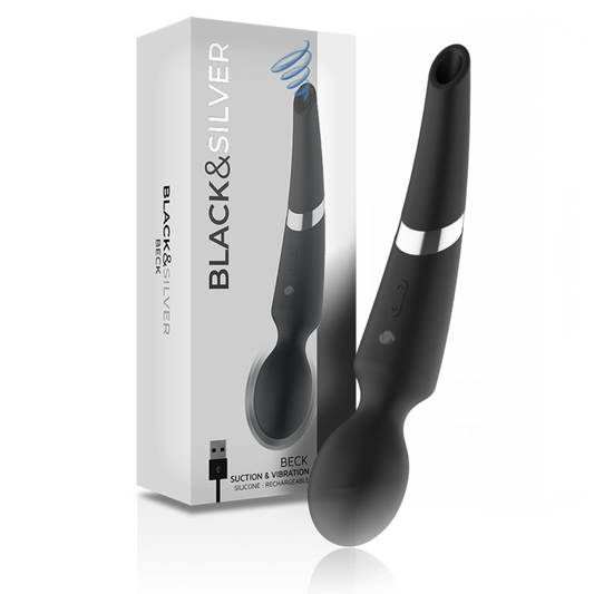 BLACK&SILVER - MASSEUR ET ASPIRATION RECHARGEABLE EN SILICONE BECK NOIR - Sensualia