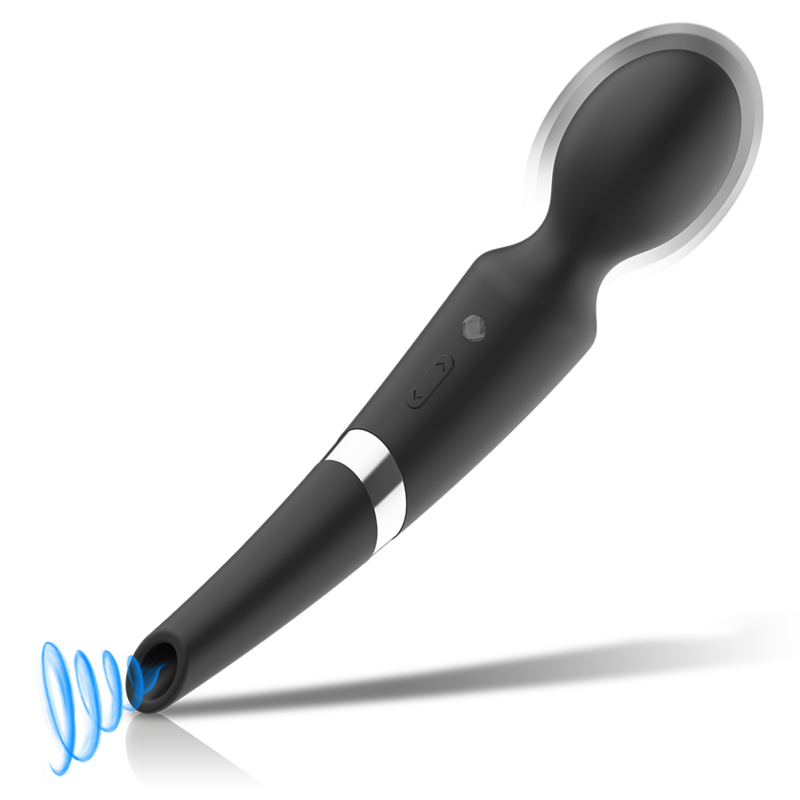 BLACK&SILVER - MASSEUR ET ASPIRATION RECHARGEABLE EN SILICONE BECK NOIR - Sensualia