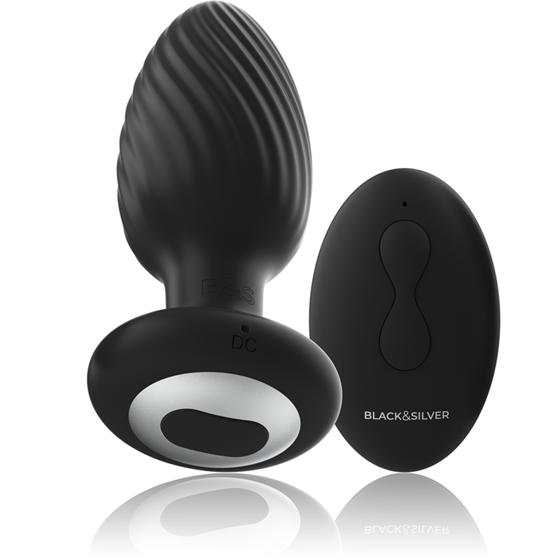 BLACK&SILVER - TÉLÉCOMMANDE DU ROTATEUR ANAL EN SILICONE WELLS PLUG - Sensualia