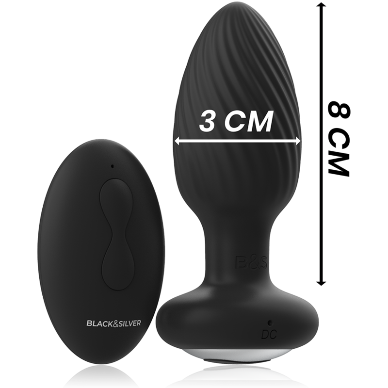 BLACK&SILVER - TÉLÉCOMMANDE DU ROTATEUR ANAL EN SILICONE WELLS PLUG - Sensualia