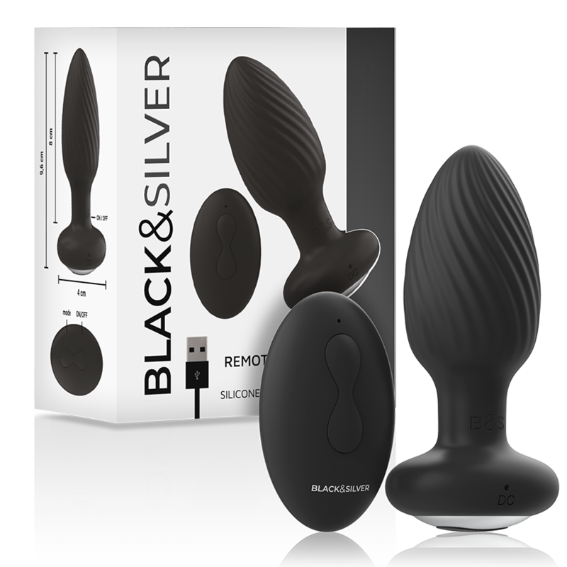 BLACK&SILVER - TÉLÉCOMMANDE DU ROTATEUR ANAL EN SILICONE WELLS PLUG - Sensualia
