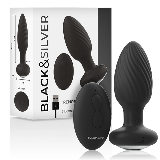 BLACK&SILVER - TÉLÉCOMMANDE DU ROTATEUR ANAL EN SILICONE WELLS PLUG - Sensualia