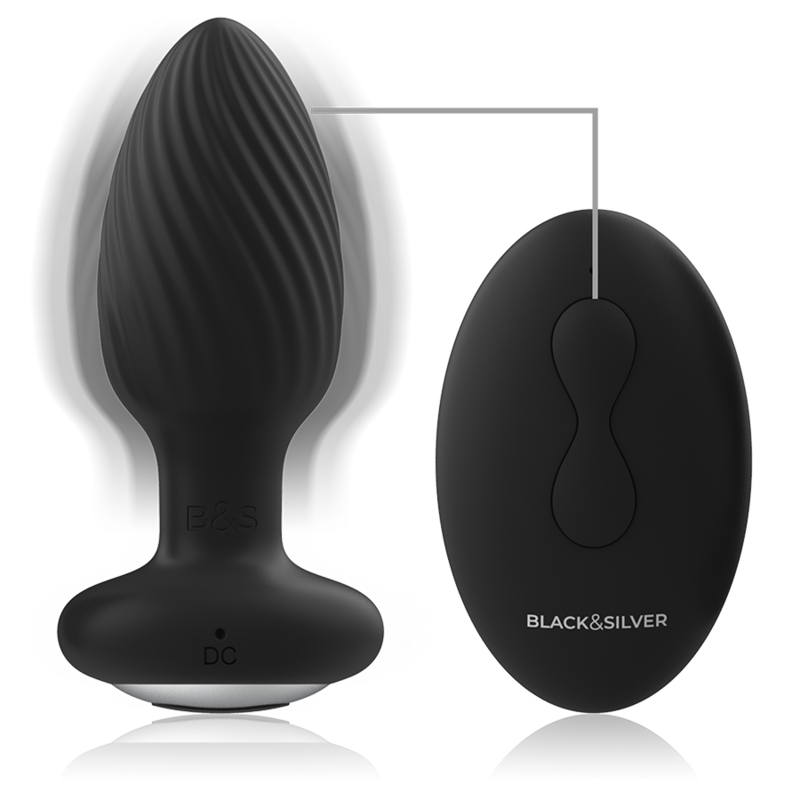 BLACK&SILVER - TÉLÉCOMMANDE DU ROTATEUR ANAL EN SILICONE WELLS PLUG - Sensualia