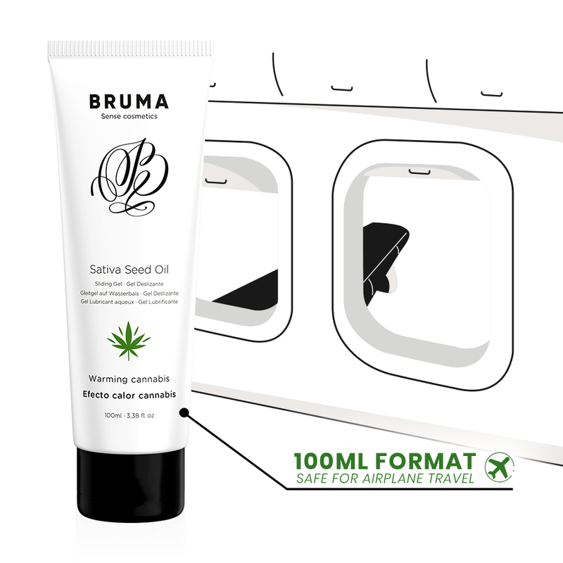 BRUMA - HUILE DE GRAINES DE SATIVA GEL GLISSANT RÉCHAUFFANT SAVEUR DE CANNABIS 100 ML - Sensualia