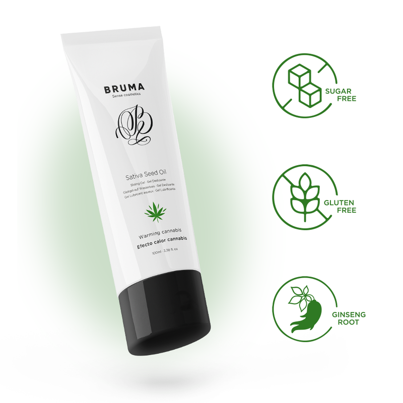 BRUMA - HUILE DE GRAINES DE SATIVA GEL GLISSANT RÉCHAUFFANT SAVEUR DE CANNABIS 100 ML - Sensualia