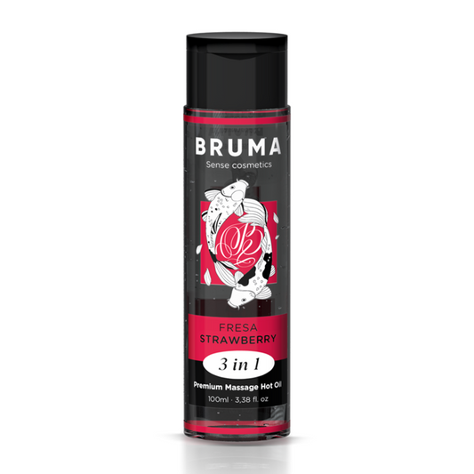 BRUMA - HUILE DE MASSAGE PREMIUM EFFET CHALEUR SAVEUR FRAISE 3 EN 1 - 100 ML - Sensualia