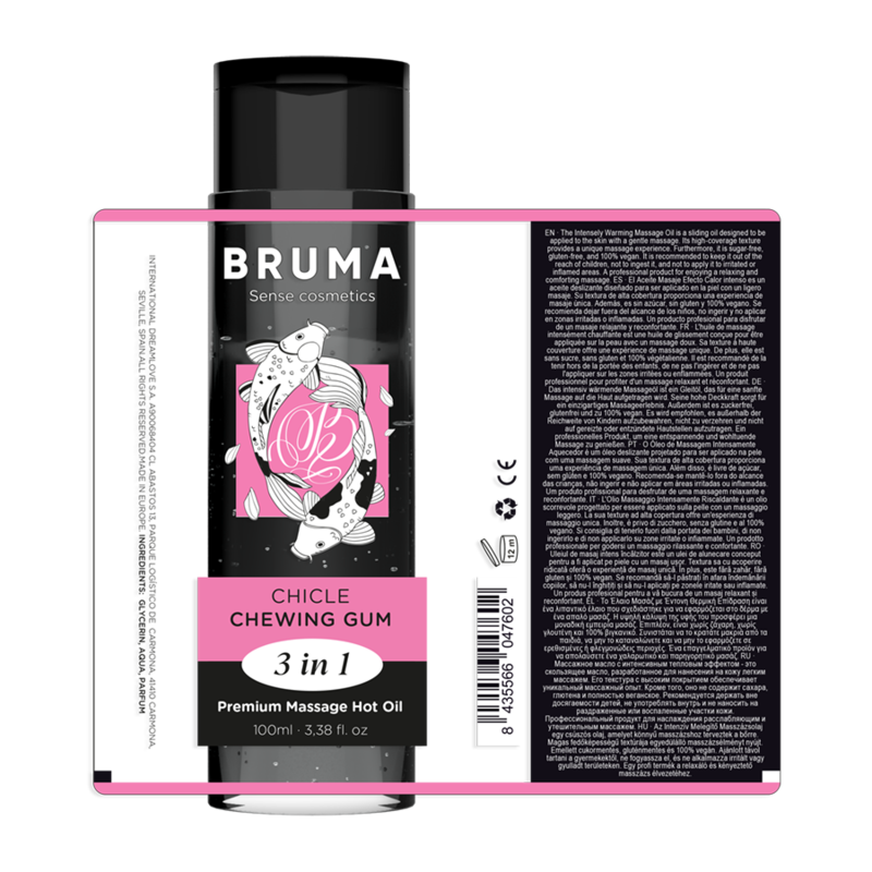 BRUMA - HUILE DE MASSAGE PREMIUM EFFET CHALEUR SAVEUR GOMME 3 EN 1 - 100 ML - Sensualia