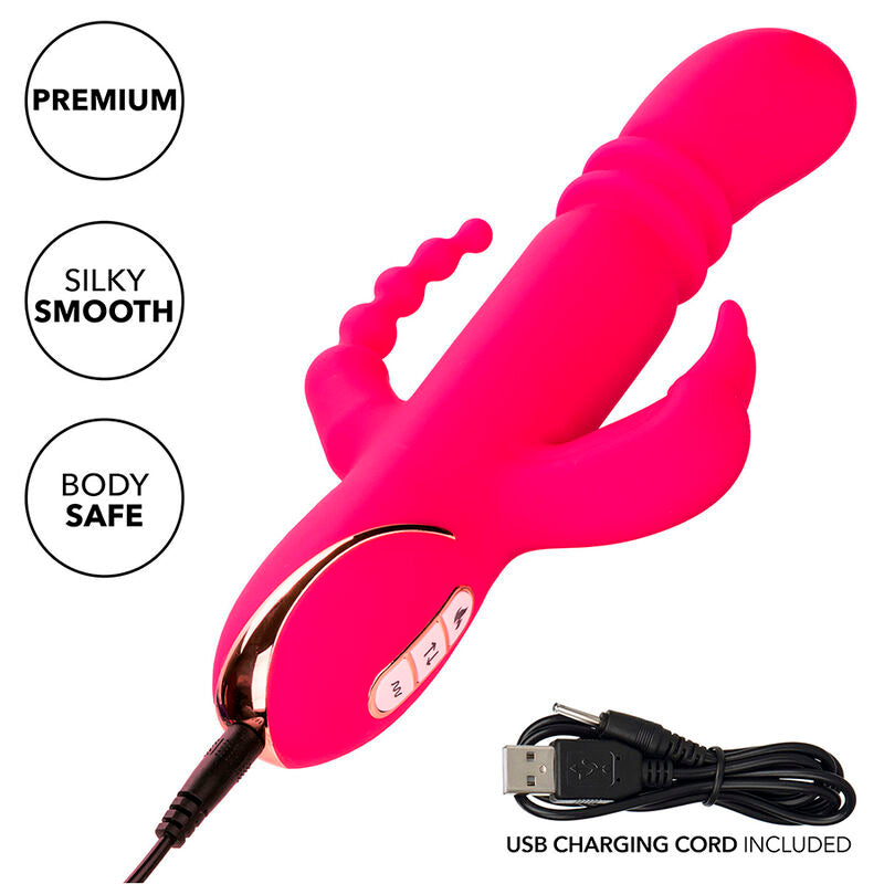CALEXOTICS - JACK FANTASY TRIPLE VIBRATEUR CHAUFFANT LAPIN ROSE - Sensualia
