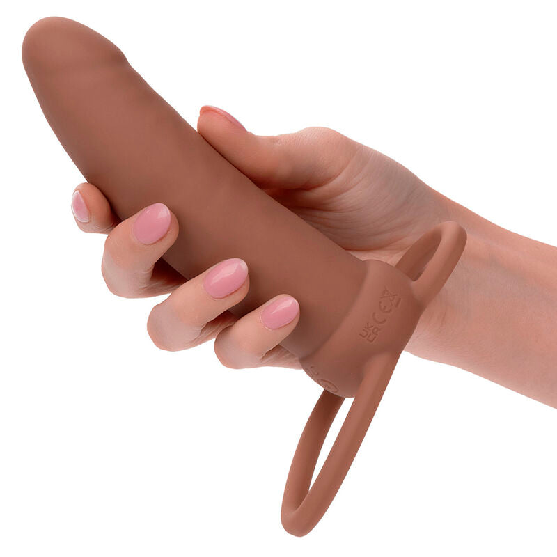 CALEXOTICS - MAXX THICK DOUBLE PÉNÉTRATEUR 10 VIBRATIONS MARRON - Sensualia