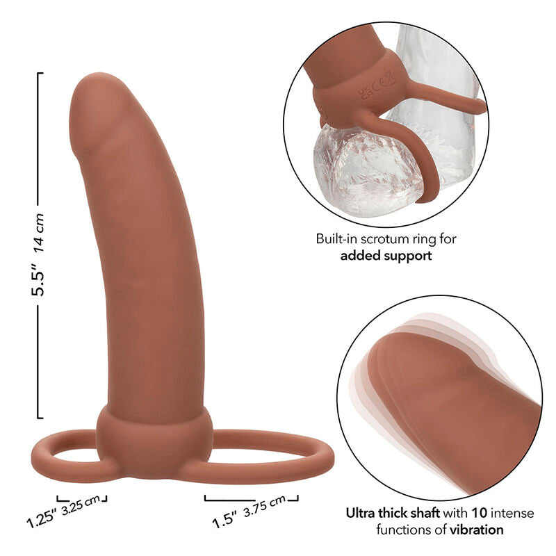 CALEXOTICS - MAXX THICK DOUBLE PÉNÉTRATEUR 10 VIBRATIONS MARRON - Sensualia