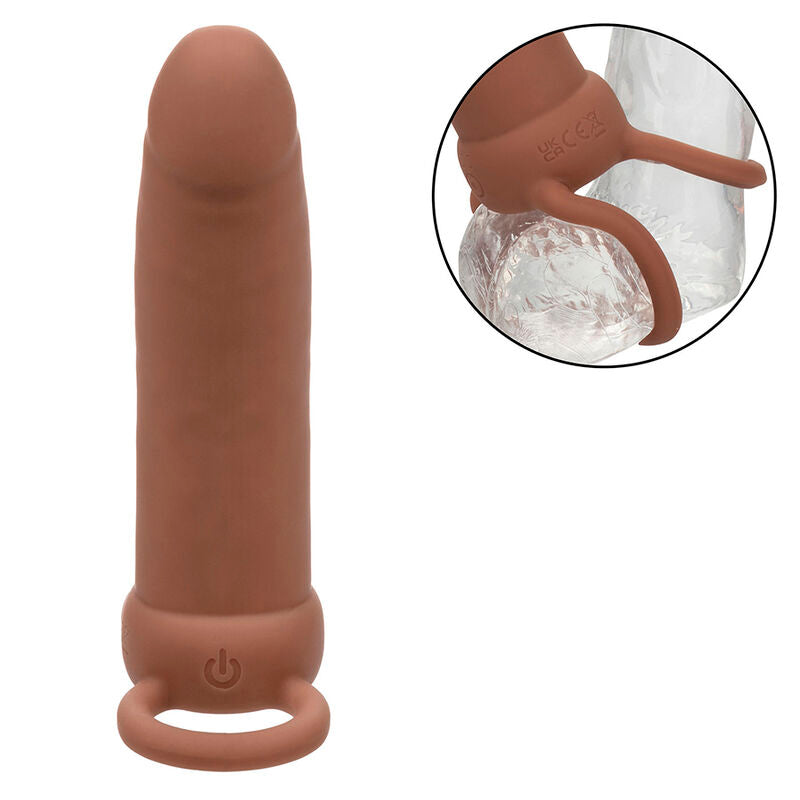 CALEXOTICS - MAXX THICK DOUBLE PÉNÉTRATEUR 10 VIBRATIONS MARRON - Sensualia