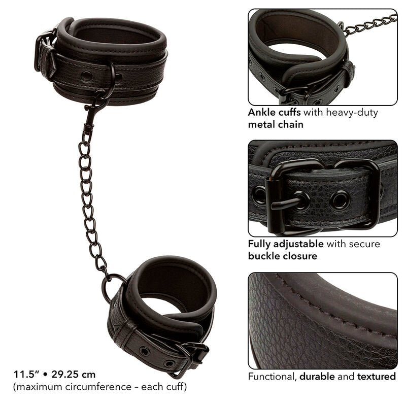 CALEXOTICS - NOCTURNAL CHEVILLES RÉGLABLES EN CUIR NOIR - Sensualia