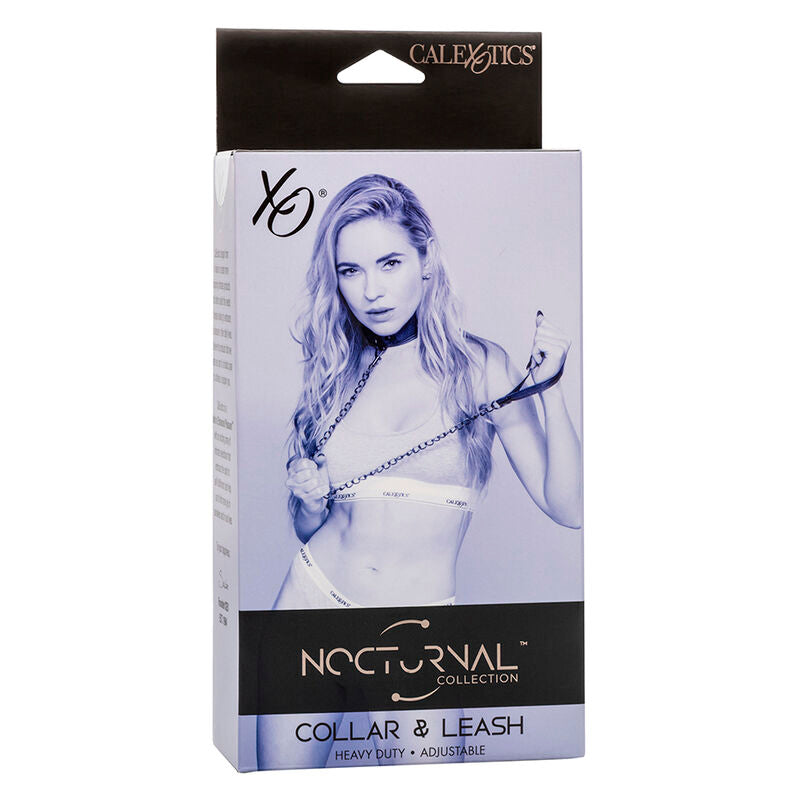 CALEXOTICS - NOCTURNAL COLLIER ET LAISSE EN CUIR RÉGLABLE NOIR - Sensualia