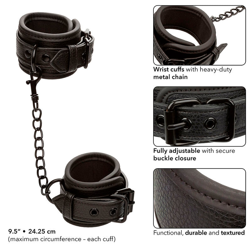 CALEXOTICS - NOCTURNAL POIGNETS EN CUIR RÉGLABLES NOIRS - Sensualia