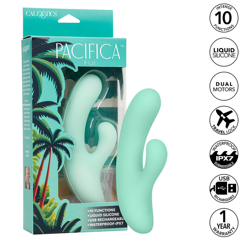 CALEXOTICS - PACIFICA FIJI VIBRATEUR & ESTIMULATEUR POINT G 10 VIBRATIONS AQUA - Sensualia