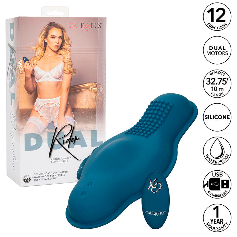 CALEXOTICS - RIDER MASSAGER DOUBLE MOTEUR TÉLÉCOMMANDE BLEU - Sensualia