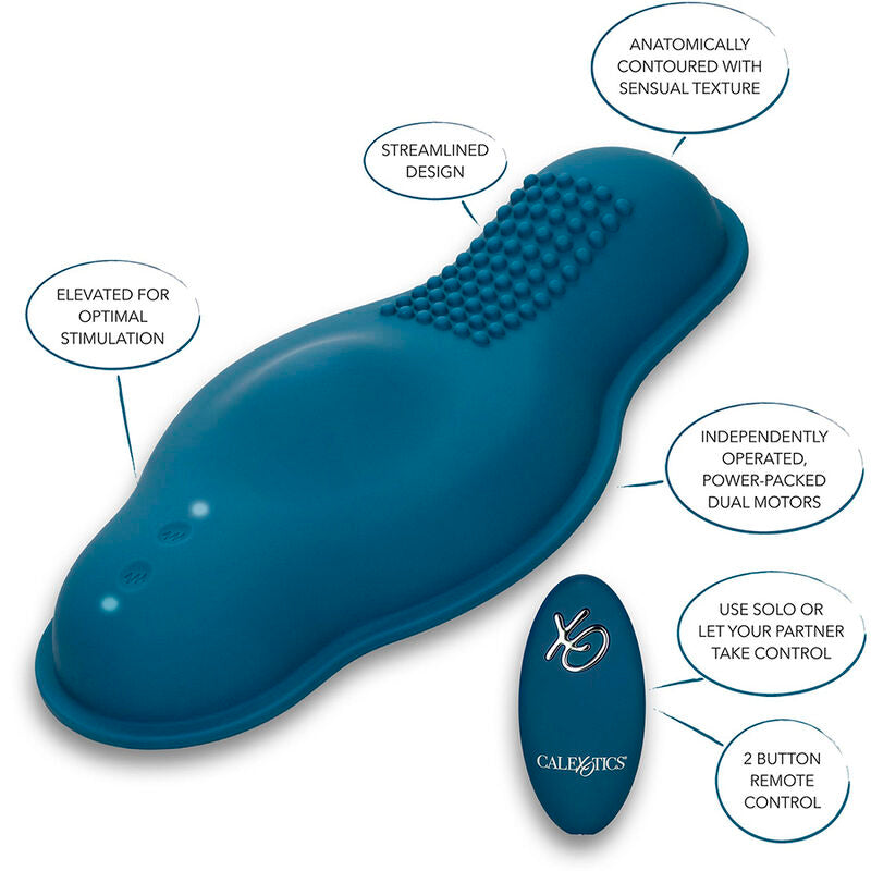 CALEXOTICS - RIDER MASSAGER DOUBLE MOTEUR TÉLÉCOMMANDE BLEU - Sensualia