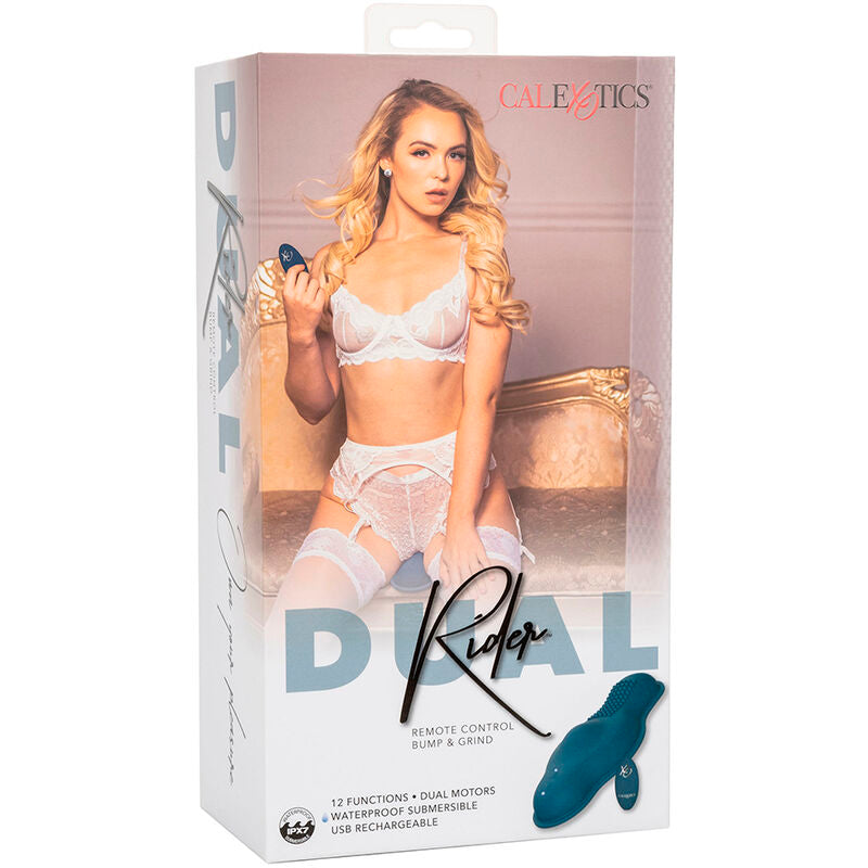 CALEXOTICS - RIDER MASSAGER DOUBLE MOTEUR TÉLÉCOMMANDE BLEU - Sensualia