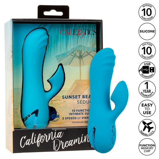 CALEXOTICS - SUNSET BEACH SEDUCER VIBRATEUR & STIMULATEUR 10 FONCTIONS BLEU - Sensualia