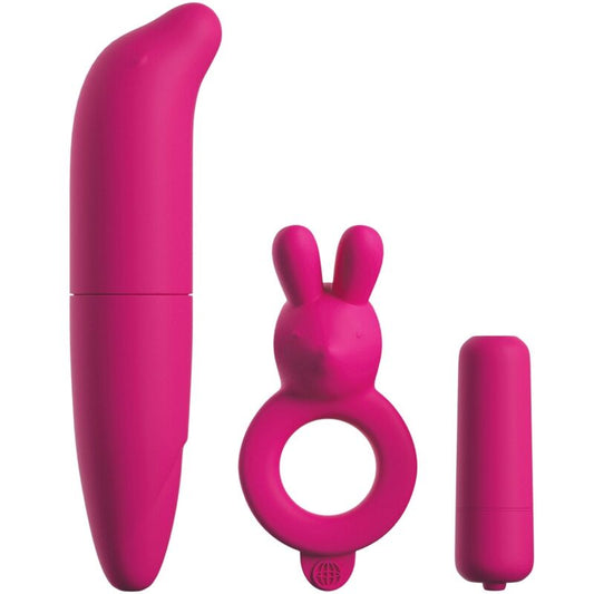CLASSIX - KIT POUR COUPLES AVEC ANNEAU, BALLE ET STIMULATEUR ROSE - Sensualia