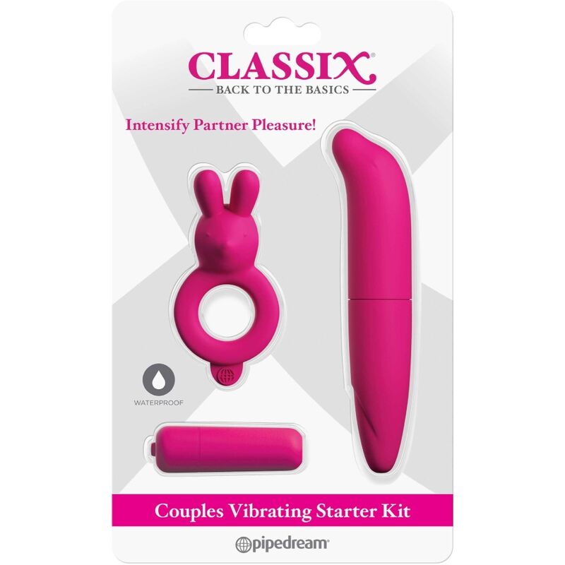 CLASSIX - KIT POUR COUPLES AVEC ANNEAU, BALLE ET STIMULATEUR ROSE - Sensualia