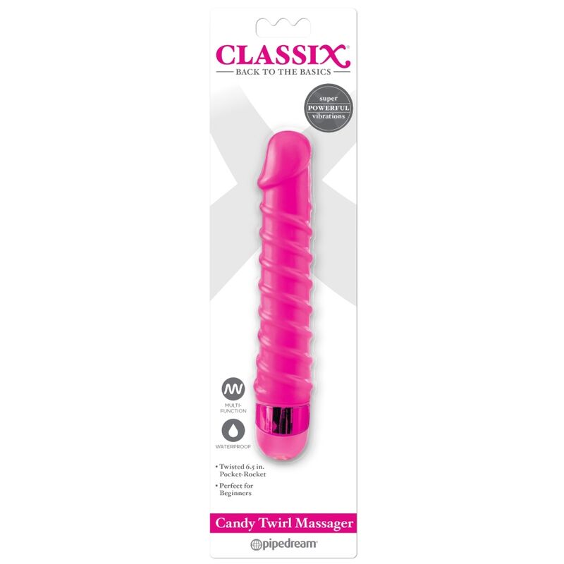 CLASSIX - MASSEUR VIBRANT CANDY TWIRL 16,5 CM ROSE - Sensualia