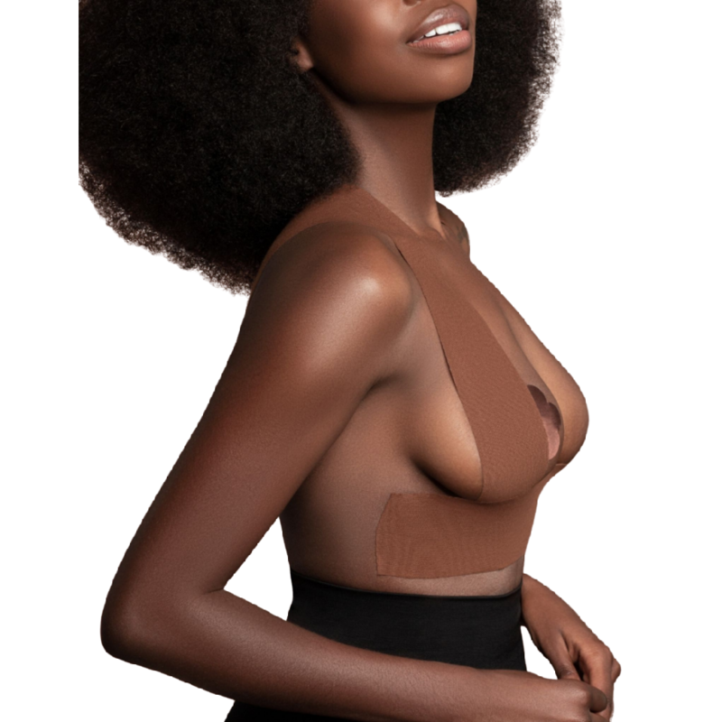 BYE-BRA - BODY TAPE 5 M X 6,5 CM + 3 PAIRES DE CACHE-MATIN MARRON - Sensualia