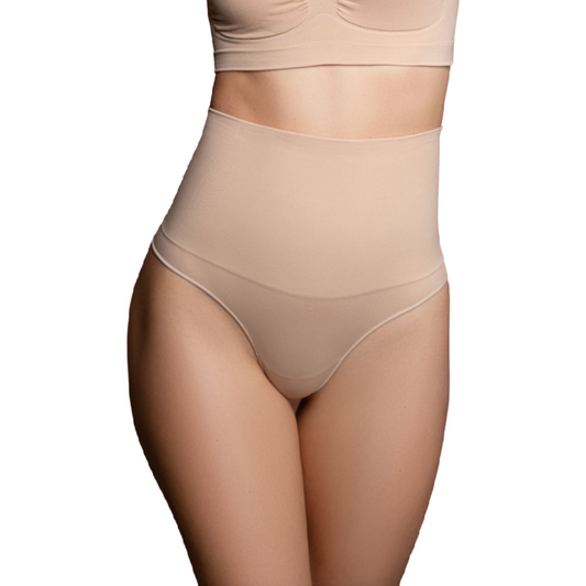 BYE-BRA - FAJA SIN COSTURAS ESTILO TANGA BEIGE TALLA M - Sensualia
