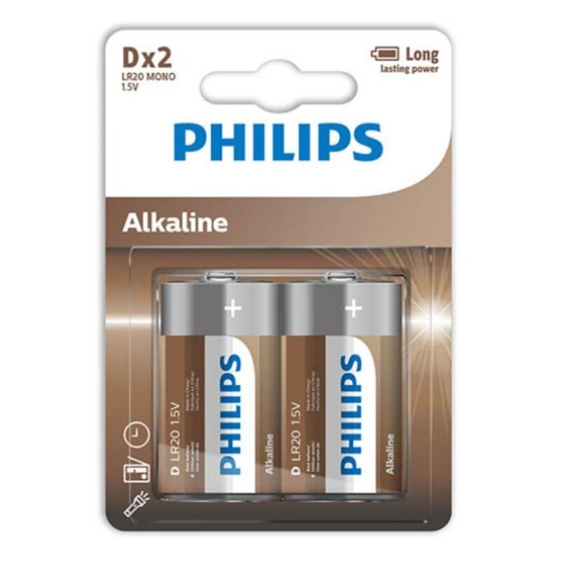 PHILIPS - PILE ALCALINE D LR20 BLISTER*2 - Sensualia