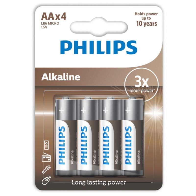 PHILIPS - PILES ALCALINES AA LR6 PACK 4 - Sensualia
