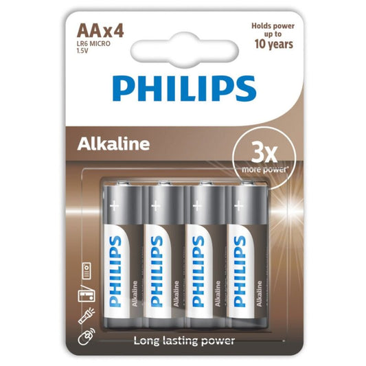PHILIPS - PILES ALCALINES AA LR6 PACK 4 - Sensualia