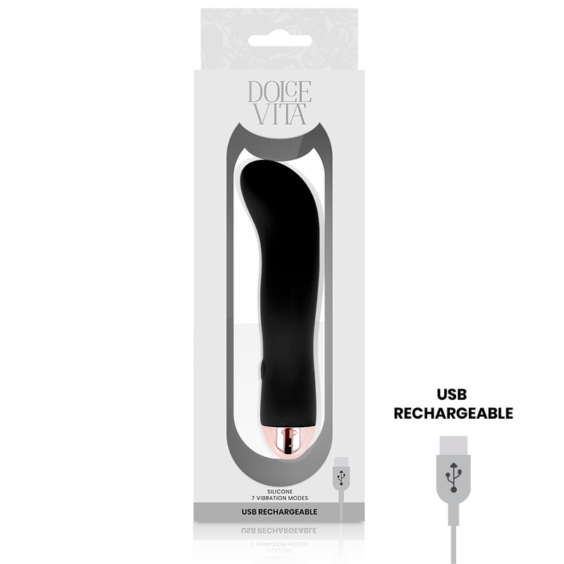 DOLCE VITA - VIBRATEUR RECHARGEABLE DEUX NOIR 7 VITESSES - Sensualia
