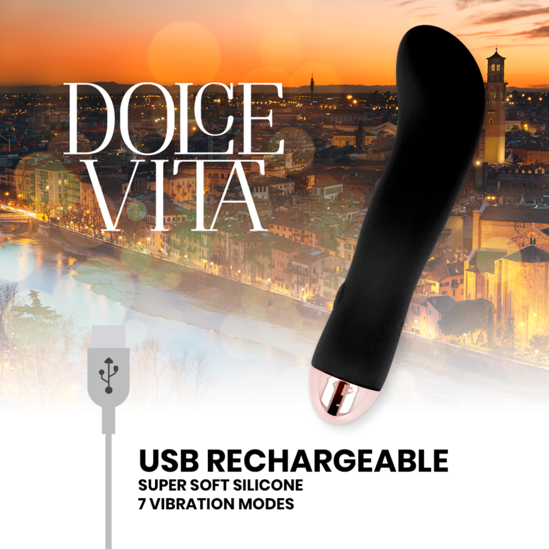 DOLCE VITA - VIBRATEUR RECHARGEABLE DEUX NOIR 7 VITESSES - Sensualia